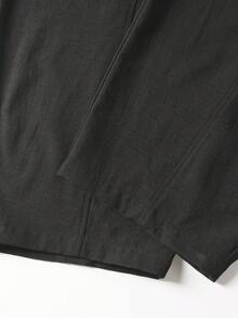 Men's Casual Straight Leg Pants, Faux Linen Texture, Solid Color, Minimalist Commuter Style, Versatile Long Pants - Black - View 6