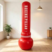 1pc Red Thickened PVC Inflatable Boxing Punching Bag, Adult Home Stress Relief Venting Sandbag, Standing Fitness Punching Column - Multicolor - View 4