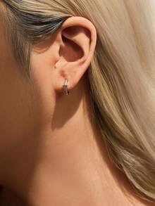 MODIAN Neutral Vintage Ear Buckle 925 Sterling Sliver Retro Exquisite Stars Small Hoop Earrings For Women Fine Jewelry - Silver - View 2