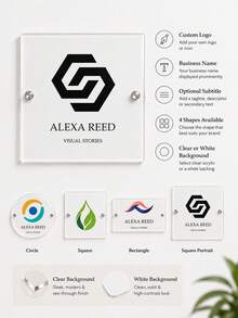 客製化壓克力公司招牌，可自訂 Logo 文字，透明白色牆面掛牌，現代商務風格，適用於辦公室門牌、接待區、店鋪牆面、公司展示與工作室裝飾，開業與搬遷企業禮物，送給老闆、同事、企業主與創業者的個性化禮物，客製化 Logo 招牌 - 彩色 - 查看 9