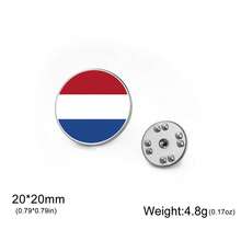TEAMER 1pc Fashionable Women's Stainless Steel Round Brooch With Colorful National Flag Pattern, Unique Meaningful Exquisite Accessory, National Commemorative Gift For Friends - Brooch - View 9