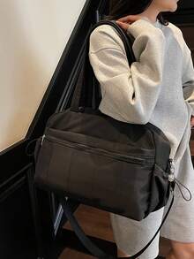 大容量旅行行李袋，健身瑜伽訓練運動包，多功能旅行收納袋，便攜輕量耐用 - 黑色 - 查看 4
