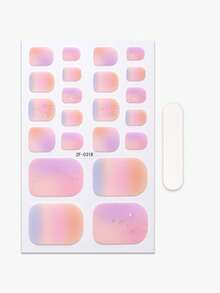 Beauty Sticker 22Pcs Glitter Toe Nail Strips,Sweet Gradient Toe Nail Stickers,Easy To Apply,Suitable For Ladies' Holidays Trips And Prom DIY Manicures - Pink - View 3