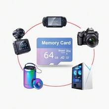 1pc Memory Card 256GB/128GB/64GB/32GB, Small Capacity TF Flash Card, Suitable For Tablet/Camera/Phone/Laptop/Desktop/Car Audio/Game Console/Audio Device - Securely Store Your Files - Blue-purple - View 8