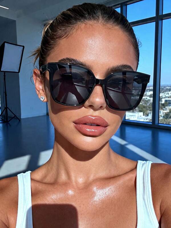 1 Pair Women's And Men's Square Black Classic Versatile Sunglasses, Suitable For Streetwear, Travel, Vacation, Sports Style, Driving, Holiday Outfit, Beach, Electronic Music Festival, Outing, Summer Accessory, Family Trip, UV Protection, Golf, Hiking, Elegant Look, Vacation Atmosphere, Sports, Party, Outdoor Activities, Street Style Outfit, Fishing, Outdoor Activities, Holiday, Sun Protection, Vacation