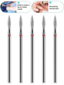 1/2/3/5/10pcs Professional Diamond Nail Drill Bit Set, Electric Nail File, Rotating Nail Grinding Head, Cuticle Cleaning, Manicure And Pedicure Tool Accessories - Red - View 10