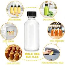 10pcs 2oz (60ml) Small Clear Glass Bottles With Lids, Refillable Mini Beverage Bottles For Juice, Ginger Juice, Syrup, Essential Oils, Water, Suitable For Outdoor Sports And Back To School Season - White - View 6