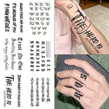 6pcs Mini Temporary Tattoo Stickers, English Letter Short Phrase Design, Suitable For Wrist, Finger, Arm, Collarbone, Vintage Old English Street Style, Waterproof, Long-Lasting, Fade-Resistant, Lasts 7-14 Days, Sweat-Proof, Wear-Resistant, Hard To Peel Off, Daily Fashion Decoration, Body Tattoo Stickers For Men And Women - Black - View 9