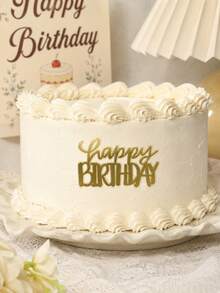 3PCS Mixed Font Happy Birthday PMMA Acrylic Cake Topper, Gold Mirror Bold Hollow & Cursive Letter Cake Top Decor, Cheerful Birthday Party Cake Ornament, Baking Dessert Decor Kitchen Supplies - A - View 3