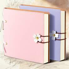 1pc Hot-Selling Tie-Up Notebook, Portable Sketchbook, Square Blank Journal, Travel Stamp Book, Back To School, Christmas, Perfect For Holiday Gift - Multicolor - View 1