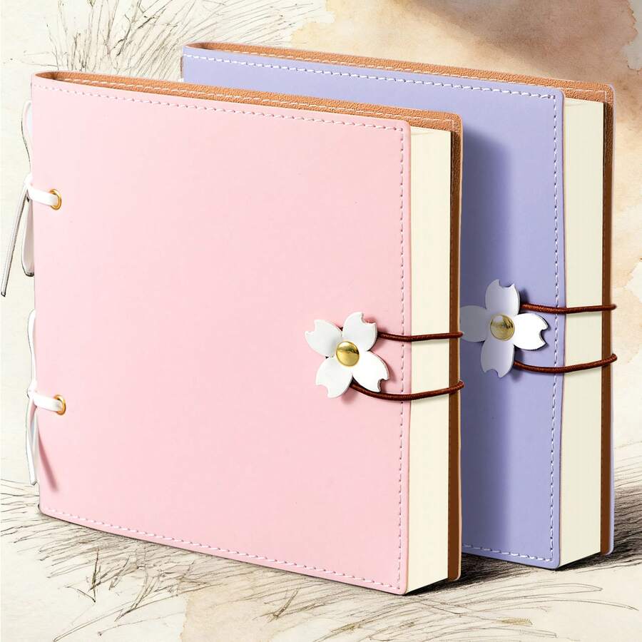 1pc Hot-Selling Tie-Up Notebook, Portable Sketchbook, Square Blank Journal, Travel Stamp Book, Back To School, Christmas, Perfect For Holiday Gift - Multicolor - View 1