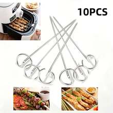 Rak Panggangan Vertikal Stainless Steel Kokoh dengan Tempat Tusuk Sate, Rak Masak Anti Karat, Cocok untuk Penggorengan Udara dan Panggangan - Aksesori Panggangan Putar Dalam/Luar Ruangan, Kompatibel dengan Panci, Wajan, dan Panggangan. Hadiah Paskah, Hadiah Hari Ibu. Penting untuk Acara Keluarga, Musim Kembali ke Sekolah - A - View 15