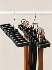 Multifunctional Plastic Belt Hanger, Space-Saving Closet Organizer For Belts, Ties & Scarves, Sturdy Durable Plastic, Black & White Color Options, Modern Closet Storage Accessory - Multicolor - View 3