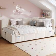 Upholstered,Sofa,Bed - Beige - View 3
