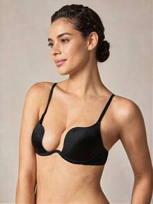 Veilyse Sujetador con aro y tirantes ajustables de color sólido, lencería para el verano - Negro - Ver 5