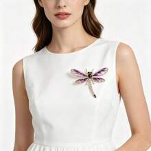 Unisex Vintage Libelle Emaille Brosche mit Strass, Anstecknadel für Anzug, Kleid und Mantel - Libelle - Übersicht 5