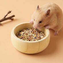 2pcs Solid Wood Round Hamster Feeding Bowl, Small Pet Multi-Functional Snack & Seed Dish, Suitable For Hamsters And Gerbils, Cage Decoration Feeding Accessory - View 2