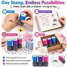 1/3Pcs Mosquito Stamp Prank Self Inking Stamps, Novelty Fake Bug Insect Print Funny For April Fools Day, Party Favor, Office Joke And Craft Projects - A - View 7