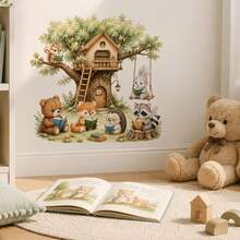 Forest Animals Reading Corner Wall Decal, Jungle Style Removable Waterproof Wall Sticker, Lion Elephant Deer Learning Wall Decor, Room Decoration - Multicolor 3 - View 8
