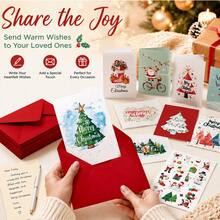 10pcs Unique Cute Christmas Greeting Card Set - With Red Envelopes & Stickers - Christmas Stocking Stuffer/Secret Santa Exchange Gift, Back To School - Multicolor - View 9