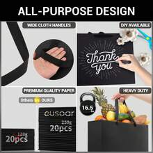 1pc Black Premium Kraft Paper Bag, Suitable For Wedding, Christmas Party, Candy, Food, Cookie Packaging, Also Suitable For Fashion Clothing, Gift Packaging - Gift Wrapping Bags - View 8