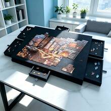 Jigsaw Puzzle Board With 6 Drawers & 2-In-1 Stand/Cover, Anti-Slip Felt Surface For 1000 Pieces, Portable Puzzle Table For Adults – Puzzle Storage Organizer For Home - Multicolor - View 9