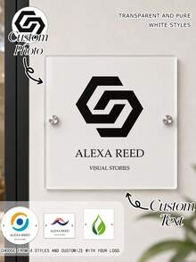 客製化壓克力公司招牌，可自訂 Logo 文字，透明白色牆面掛牌，現代商務風格，適用於辦公室門牌、接待區、店鋪牆面、公司展示與工作室裝飾，開業與搬遷企業禮物，送給老闆、同事、企業主與創業者的個性化禮物，客製化 Logo 招牌 - 彩色 - 查看 1
