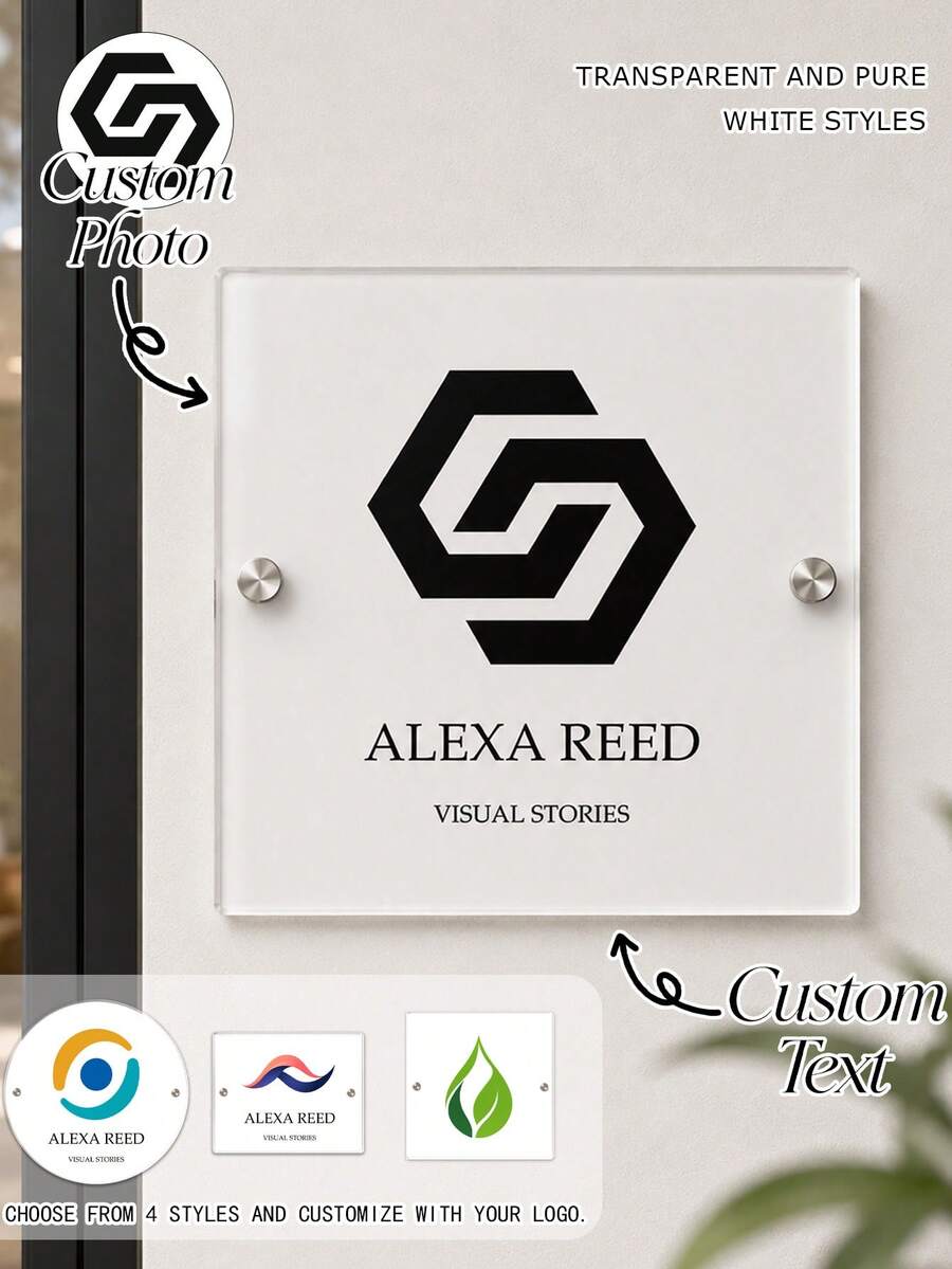 客製化壓克力公司招牌,可自訂 Logo 文字,透明白色牆面掛牌,現代商務風格,適用於辦公室門牌、接待區、店鋪牆面、公司展示與工作室裝飾,開業與搬遷企業禮物,送給老闆、同事、企業主與創業者的個性化禮物,客製化 Logo 招牌 - 彩色 - 查看 1