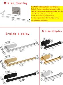 Kitchen Paper Towel Holder, Cling Film Rack, Adhesive Toilet Paper Holder, Napkin Holder, Cabinet Organizer, Towel Rack, Dishcloth Rack, Plate Rack, Stainless Steel Wall Mount, Kitchen Storage, Bathroom Accessories, Back To School Essential - Multicolor - View 8