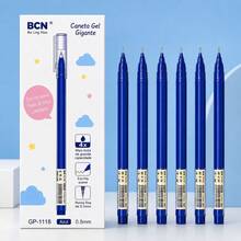 Kit 12 Canetas Gel Roller Ball Azul 0.5mm Ponta Fina Escrita Suave Alta Capacidade Escola/Escritório - A - Visão 2