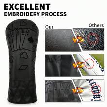 Classic Retro Poker Pattern Wooden Putter Headcover - High-End Durable Protective Gear | Suitable For Young Fashion People & Family Golf Enthusiasts | Creative Gift - Black - View 4