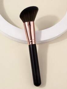 1支腮紅化妝刷,密集柔軟刷毛搭配黑色木柄,精準輪廓刷,適用於腮紅、修容粉與高光上妝 - 黑色 - 查看 6