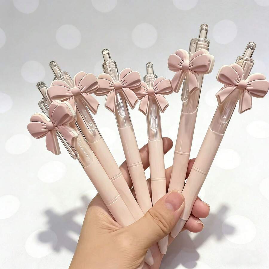 Back To School 10Pcs Bowknot Ballpoint Pens, Cute Pink Bow Design Writing Pens, Decorative Stationery For Daily Use, Perfect Party Favors And Holiday Gift Supplies - Sets - View 1