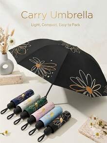 Fashionable Printed Element Sun Umbrella, Portable UV Protection, Unisex, Essential Travel Umbrella - Multicolor - View 1