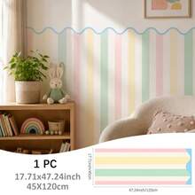 SUPSTICKER 1 pieza Pegatina de pared de vinilo con rayas onduladas de color pastel, autoadhesiva y removible, 17.72*35.43/47.24 pulgadas, adecuada para decoración del hogar DIY en interiores - 1PC - Ver 16