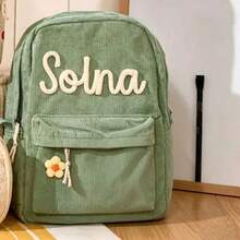 Ransel Nama Kustom dengan Motif Kotak-kotak Stroberi, Ransel Perjalanan Kapasitas Besar dengan Kompartemen Laptop - MultiWarna - View 12