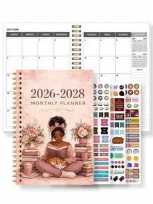 Trees 2026–2028 24個月月計畫表，1/2年週計畫與月曆，含每月概覽與備註，適合生產力提升、行程管理與目標設定，返校辦公桌配件 - 彩色 - 查看 10