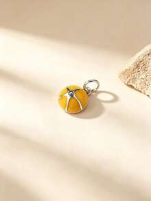 1pc Minimalist Unique 925 Sterling Silver Enamel Colorful Lemon Twist Pendant, Enamel Frosted Donut Pendant, Multiple Sizes Available, Bohemian Style High-End Luxury DIY Necklace Women's Premium Gift Design - Enamel Colorful Lemon Twist Charm - View 2