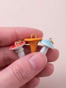 1pc Exquisite Cute Style 14K Gold Plated Copper Colorful Mushroom & Pet Pendant, DIY Daily Bracelet Necklace Keychain Charm Decoration For Women - Multicolor - View 2