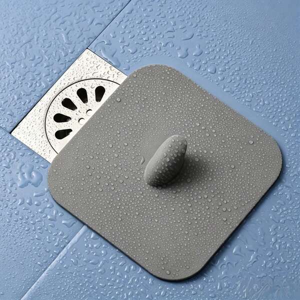 2/1 Reusable Drain Hole Cover, Square Drain Hole Plug With Easy To Grip Handle, Hair Collector, Suitable For Shower Bathtub, Bathroom Sink, Kitchen Laundry Room, Suitable For Standard Size Drain Outlet, Easy To Install And Clean, Soft TPR Material,