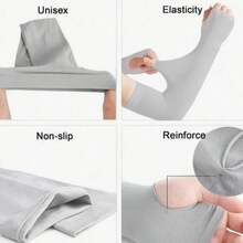 1 Pair Plus Size Thin Breathable Ice Silk UV Protection Arm Sleeves For Driving And Cycling - Black - View 5