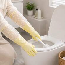 2pcs Floral Print PVC Cleaning Gloves - Multi-Functional Practical Household Cleaning Gloves (Suitable For Bathroom, Toilet, Living Room And Bedroom) - Multicolor - View 3