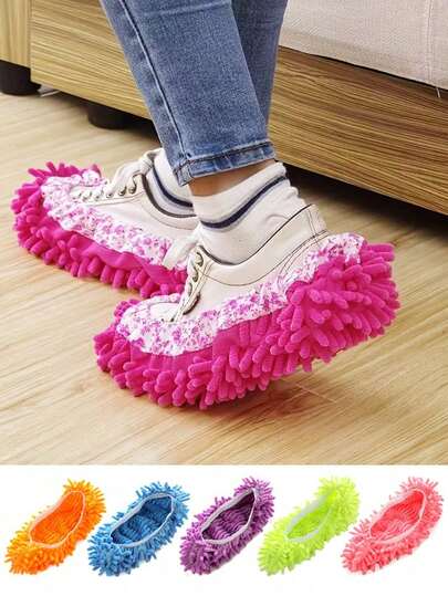 2pcs/Set Loose Floor Slippers - Reusable And Washable Floor Cleaning Shoes With Elastic Cuffs, Includes Mop Accessories, No Electricity Required, Suitable For Living Room And Bedroom, Suitable For Home, Bedroom, Living Room, Indoor