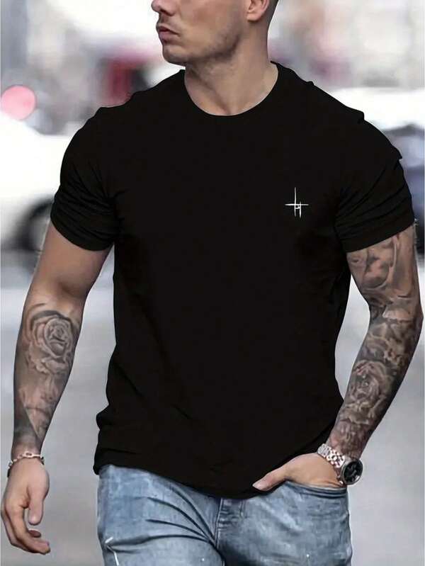 Men's Soft Breathable Summer T-Shirt - Minimalist Everyday Tee For Casual & Formal Outfits - Machine Washable Round Neck Shirt - Everyday & Weekend Es