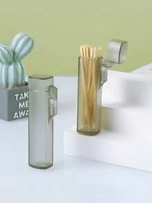 1pc Portable Transparent Toothpick Storage Box, Unisex, Compact Design, Easy To Carry, Hygienic Protection, Essential For Daily Use, Perfect Gift For Travel Enthusiasts, Multi-Functional Storage Box, Can Be Used To Store Toothpicks, Cotton Swabs And Other Items, Essential Home Storage Item - View 6