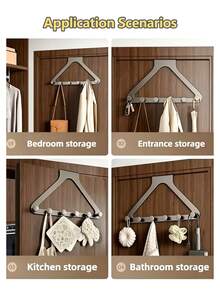 2pcs (Grey + White) Plastic Door Hooks, Large Upgraded Triangular Door Hooks, Over-The-Door Coat Rack, Thickened ABS Plastic Material, Strong Load-Bearing, Suitable For Hanging Clothes, Bags, Keys, Hats - Multicolor - View 8