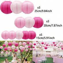 11pcs/Set Pink & Orange Paper Lanterns, Mixed Sizes, Including Rose Red, Light Pink And Orange Colors, Suitable For Floral Themed Parties In Different Seasons, Great For Birthday, Bridal Shower, Wedding Decorations - Mixed Colors - View 15