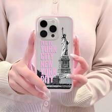 1PC New York Statue Of Liberty Pattern Colorful Pink Frame 2-In-1 Phone Case, Compatible With Apple 17 16 15 14 13 12 11 Plus Pro Max Series, Personalized Ins Style Protective Cover, Fashion - Multicolor - View 3