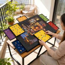 Jigsaw Puzzle Board With 6 Drawers & 2-In-1 Stand/Cover, Anti-Slip Felt Surface For 1000 Pieces, Portable Puzzle Table For Adults – Puzzle Storage Organizer For Home - Multicolor - View 5