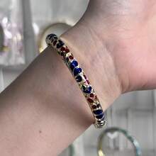 1pc Vintage Palace Style Bohemian Hand-Painted Colorful Enamel Cloisonné Bracelet, Suitable For Women And Girls Jewelry - Double Teardrop Bracelet - View 6